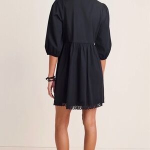Francesca's Collections Black Puff Sleeve Lace-Hem Mini Dress